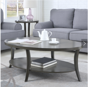 Perth Contemporary Oval Shelf Coffee Table, Gray