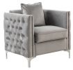 Bayberry 34" Gray Velvet Chair with 1 Pillow