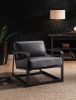 ACME Locnos Accent Chair in Gray Top Grain Leather & Black Finish 59944