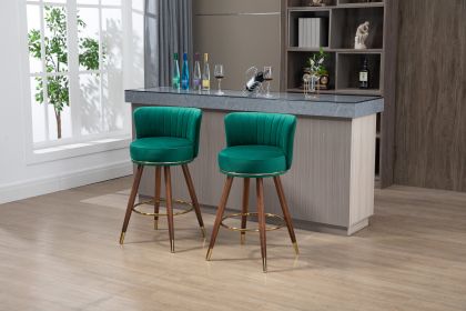 COOLMORE Counter Height Bar Stools Set of 2 for Kitchen Counter Solid Wood Legs with a fixed height of 360 degrees