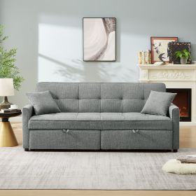 83.47-Inch large size Dark Grey Fabric 3 in 1 Convertible Sleeper Sofa Bed,for Living Room, Bedroom, Apartment, Office