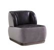 ACME Decapree Accent Chair, Antique Slate Top Grain Leather & Gray Velvet 59270