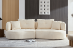 WKS7W White sectional sofa with removable pillows, durable fabric, solid wood frame, high density sponge filler