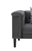 Mary 44" Dark Gray Velvet Tufted Chair With 1 Accent Pillow