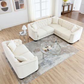 corner sofa+2-seater Combination sofa.Velvet beige-W834S00091