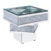 Wood and Mirror End Table with Tier Design, Clear