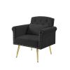 BLACK velvet armchair with metal legs