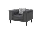 Mary 44" Dark Gray Velvet Tufted Chair With 1 Accent Pillow