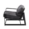 ACME Locnos Accent Chair in Gray Top Grain Leather & Black Finish 59944