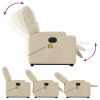 Electric Stand up Massage Recliner Chair Cream Fabric