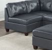 Contemporary Genuine Leather 1pc Armless Chair Black Color Tufted Seat Living Room Furniture