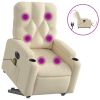 Electric Stand up Massage Recliner Chair Cream Fabric