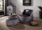 ACME Decapree Accent Chair, Antique Slate Top Grain Leather & Gray Velvet 59270