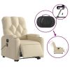 Electric Stand up Massage Recliner Chair Cream Fabric