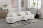 103.9" Modern Living Room Sofa Lamb Velvet Upholstered Couch Furniture for Home or Office, Beige