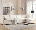 Modern U-shaped Sectional Sofa ,5-seat Upholstered Sofa Furniture,Sleeper Sofa Couch with Chaise Lounge for Living Room,Apartment,Beige, Polyester