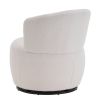 White Plush Swivel Accent Chair - Contemporary Round Armchair with 360° Rotation and Metal Base for Living Room Elegance