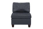 Contemporary Genuine Leather 1pc Armless Chair Black Color Tufted Seat Living Room Furniture