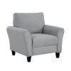 Modern 1pc Chair Dark Gray Textured Fabric Upholstered Rounded Arms Attached Cushion Transitional Living Room Furniture