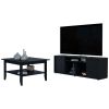 Montreal 2 Piece Living Room Set, Coffee Table + TV Stand, Black