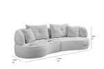 WKS7W White sectional sofa with removable pillows, durable fabric, solid wood frame, high density sponge filler