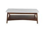 Luca Mid-Century Coffee Table Sintered Stone & Wooden Frame