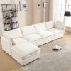 Modern U-shaped Sectional Sofa ,5-seat Upholstered Sofa Furniture,Sleeper Sofa Couch with Chaise Lounge for Living Room,Apartment,Beige, Polyester