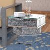 Wood and Mirror End Table with Tier Design, Clear