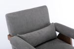 Accent chair, KD rubber wood legs with Walnut finish. Fabric cover the seat. With a cushion.Grey