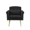 BLACK velvet armchair with metal legs