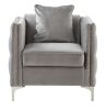 Bayberry 34" Gray Velvet Chair with 1 Pillow