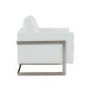 Modrest Prince Contemporary White Vegan Leather & Silver Accent Chair