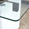 Modern minimalist transparent tempered glass coffee table , paired with white MDF decorative columns. Computer desk. Game table. CT-1546