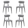 (Set of 4) Modern Dining Chairs , Curved Backrest Round Upholstered and Metal Frame,Grey