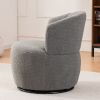 Grey Plush Swivel Accent Chair - Contemporary Round Armchair with 360° Rotation and Metal Base for Living Room Elegance