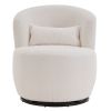 White Plush Swivel Accent Chair - Contemporary Round Armchair with 360° Rotation and Metal Base for Living Room Elegance