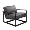 ACME Locnos Accent Chair in Gray Top Grain Leather & Black Finish 59944