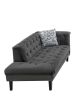 Mary 34.5" Dark Gray Velvet Tufted Chaise With 1 Accent Pillow