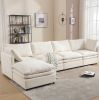 Modern U-shaped Sectional Sofa ,5-seat Upholstered Sofa Furniture,Sleeper Sofa Couch with Chaise Lounge for Living Room,Apartment,Beige, Polyester