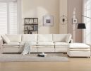 Modern U-shaped Sectional Sofa ,5-seat Upholstered Sofa Furniture,Sleeper Sofa Couch with Chaise Lounge for Living Room,Apartment,Beige, Polyester