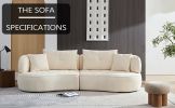 WKS7W White sectional sofa with removable pillows, durable fabric, solid wood frame, high density sponge filler