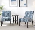 Modern Style 3pc Set Living Room Furniture 1 Side Table and 2 Chairs Blue Fabric Upholstery Wooden Legs