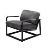 ACME Locnos Accent Chair in Gray Top Grain Leather & Black Finish 59944