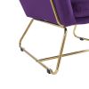 Keira 29.5" Purple Velvet Accent Chair with Metal Base