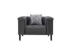 Mary 44" Dark Gray Velvet Tufted Chair With 1 Accent Pillow