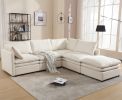 Modern U-shaped Sectional Sofa ,5-seat Upholstered Sofa Furniture,Sleeper Sofa Couch with Chaise Lounge for Living Room,Apartment,Beige, Polyester