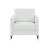 Modrest Prince Contemporary White Vegan Leather & Silver Accent Chair