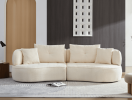 WKS7W White sectional sofa with removable pillows, durable fabric, solid wood frame, high density sponge filler