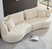 WKS7W White sectional sofa with removable pillows, durable fabric, solid wood frame, high density sponge filler