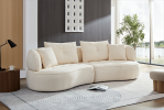 WKS7W White sectional sofa with removable pillows, durable fabric, solid wood frame, high density sponge filler